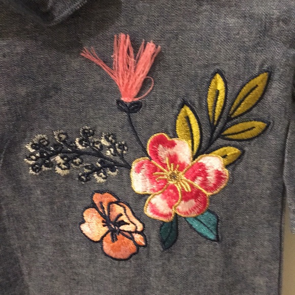 Mudpie Chambray Ruffled Embroidered One Piece - Picture 2 of 6